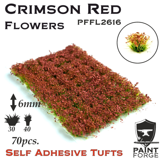 Paint Forge kępki kwiatków Crimson Red - 70sztuk / 6mm